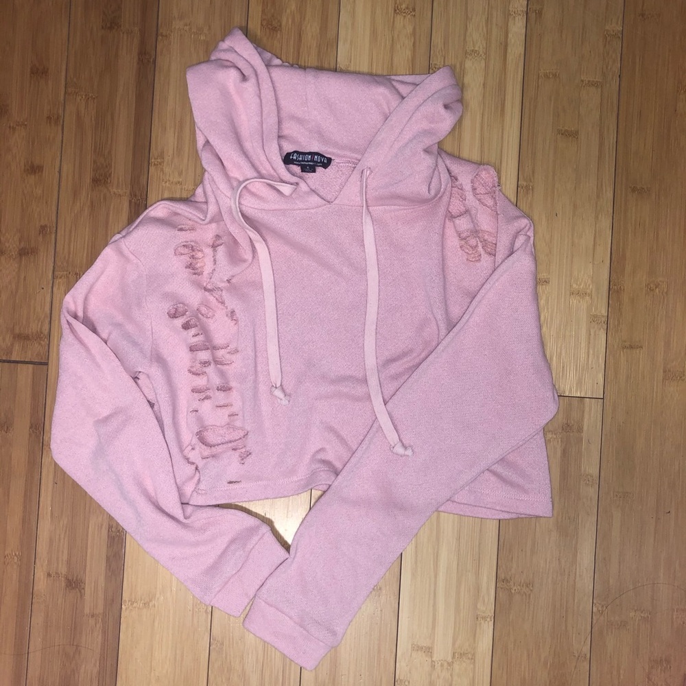 Fashion Nova Cropped Ripped Jacket